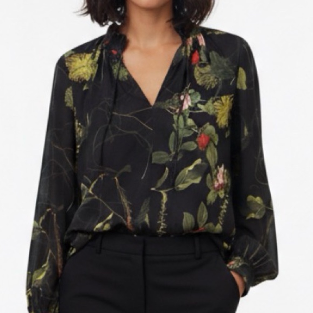 Babaton Floral Blouse - Black and Green